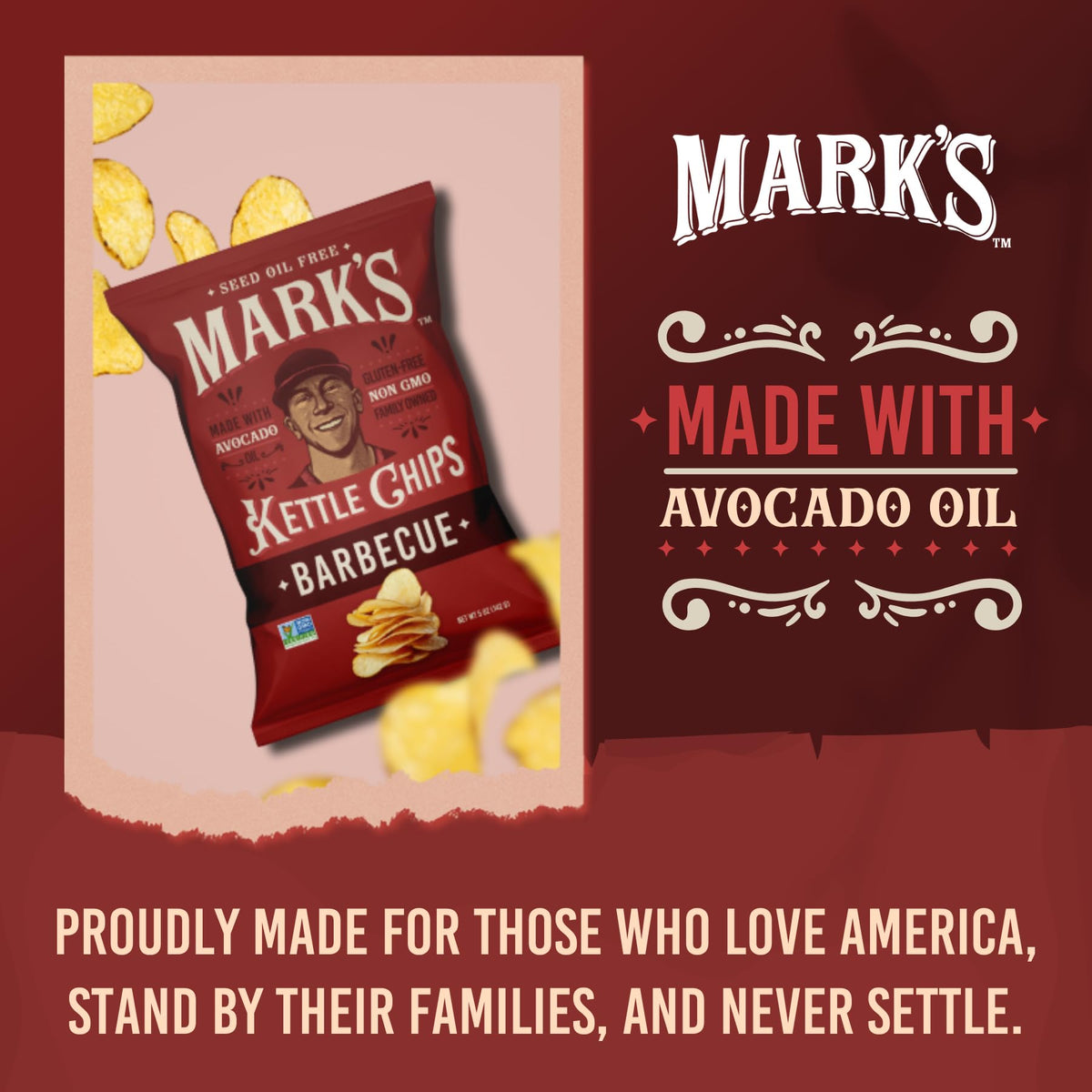Family-owned Mark's branding on the bag conveys care and quality.
