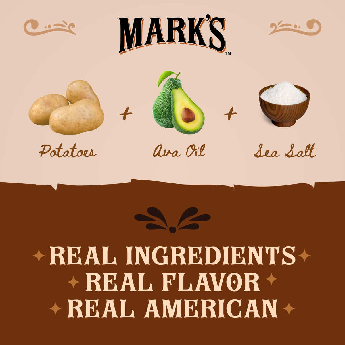 Mark's gluten-free, non-GMO chips with clean-label branding on bag.