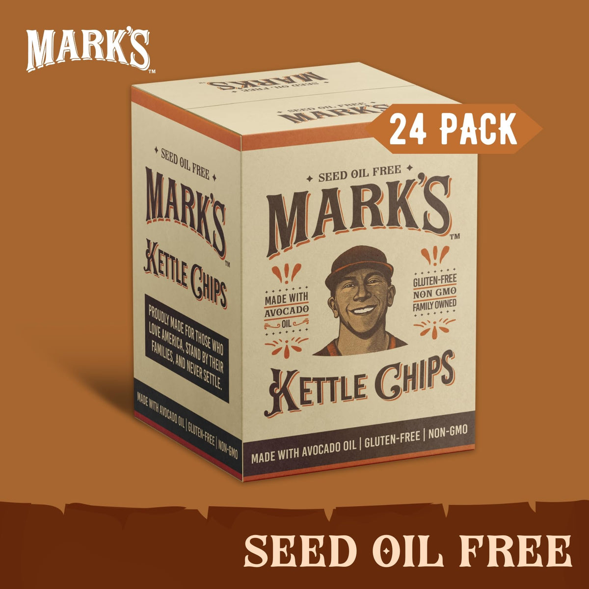 Mark's gluten-free non-GMO label on pack of Mark's chips.