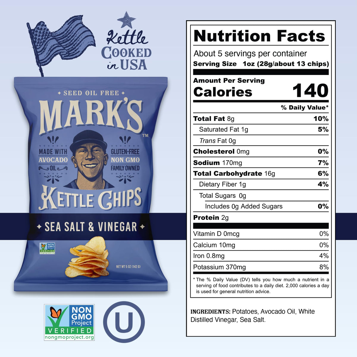 Mark's chips gluten-free label indicating dietary option