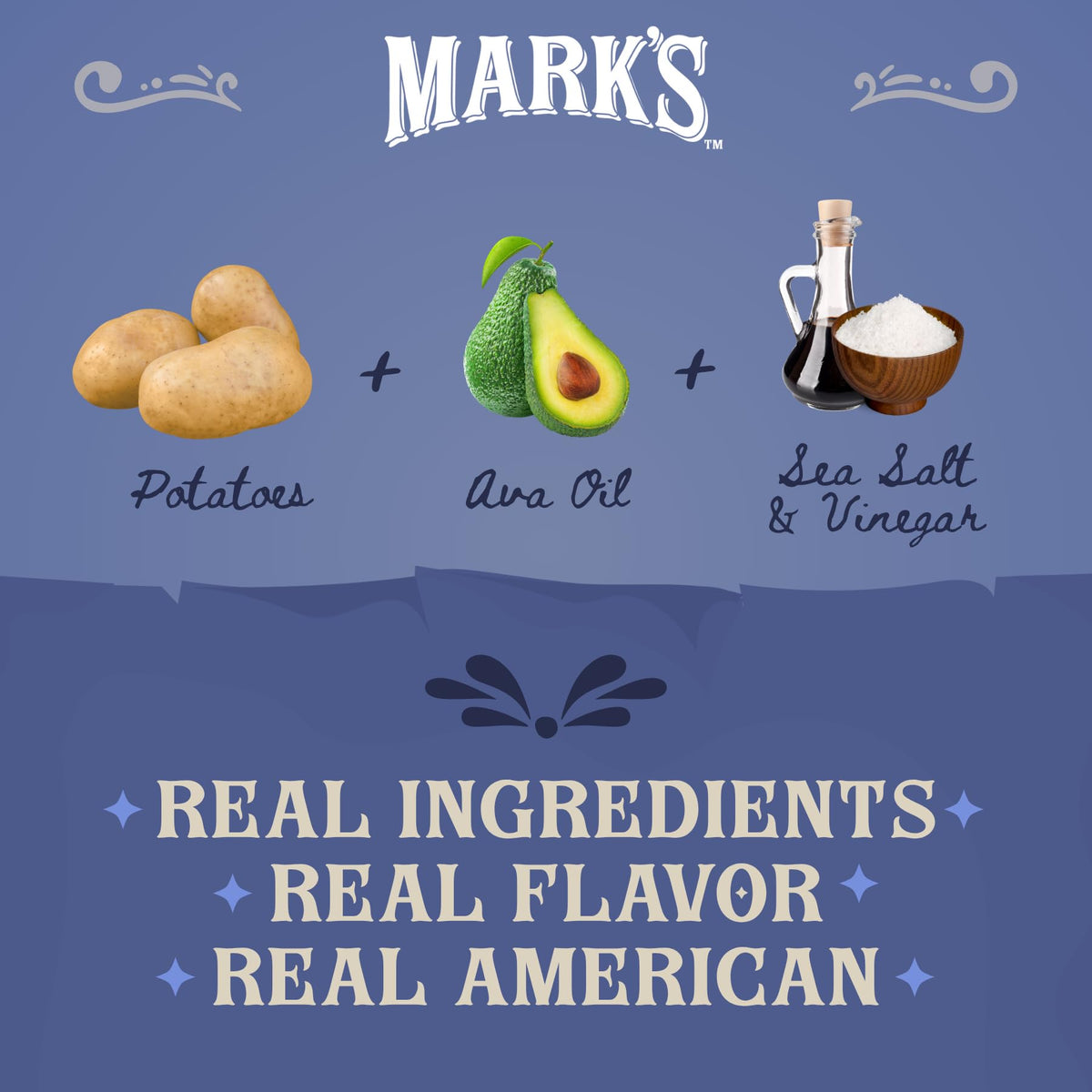 Avocado oil being poured beside Mark's chips to highlight clean cooking