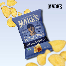 Sea salt and vinegar Mark's chips served in a bowl with chips visible