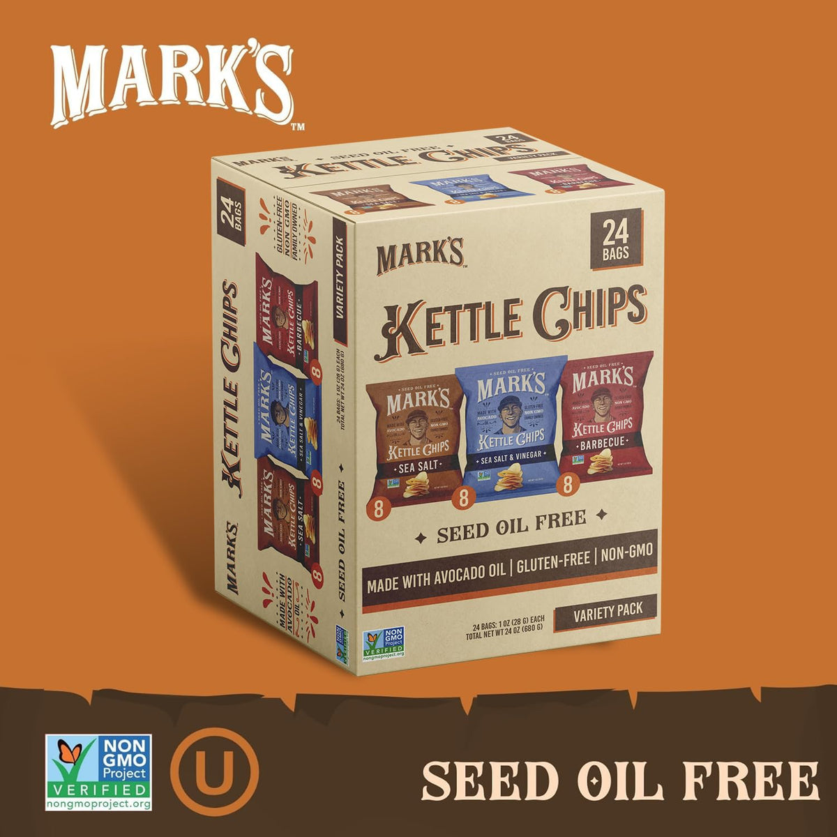 Mark's avocado oil chips showcasing thick-cut, kettle-cooked crunch