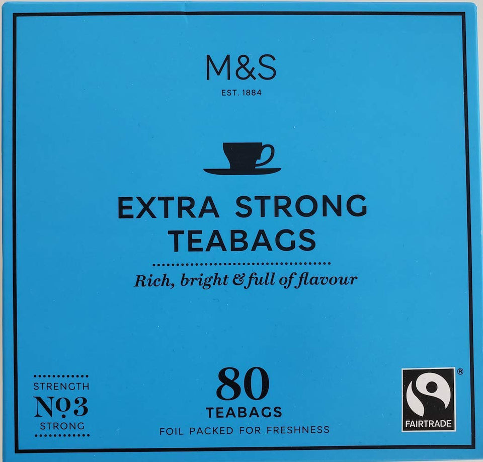 Marks & Spencer Extra Strong tea bags in a 250 g pack, 80 bags for bold daily brews