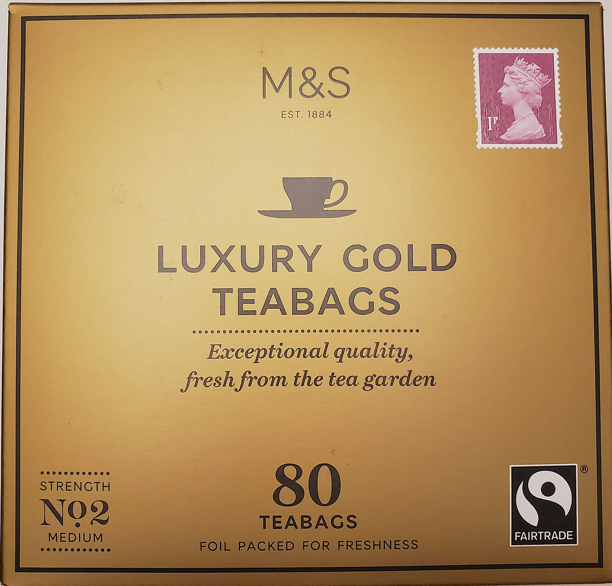 Marks & Spencer Luxury Gold tea bags box for a refined tea break
