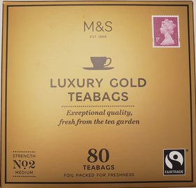 Marks & Spencer Luxury Gold tea bags box for a refined tea break
