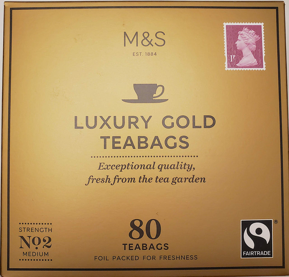 Marks & Spencer Luxury Gold tea bags box for a refined tea break