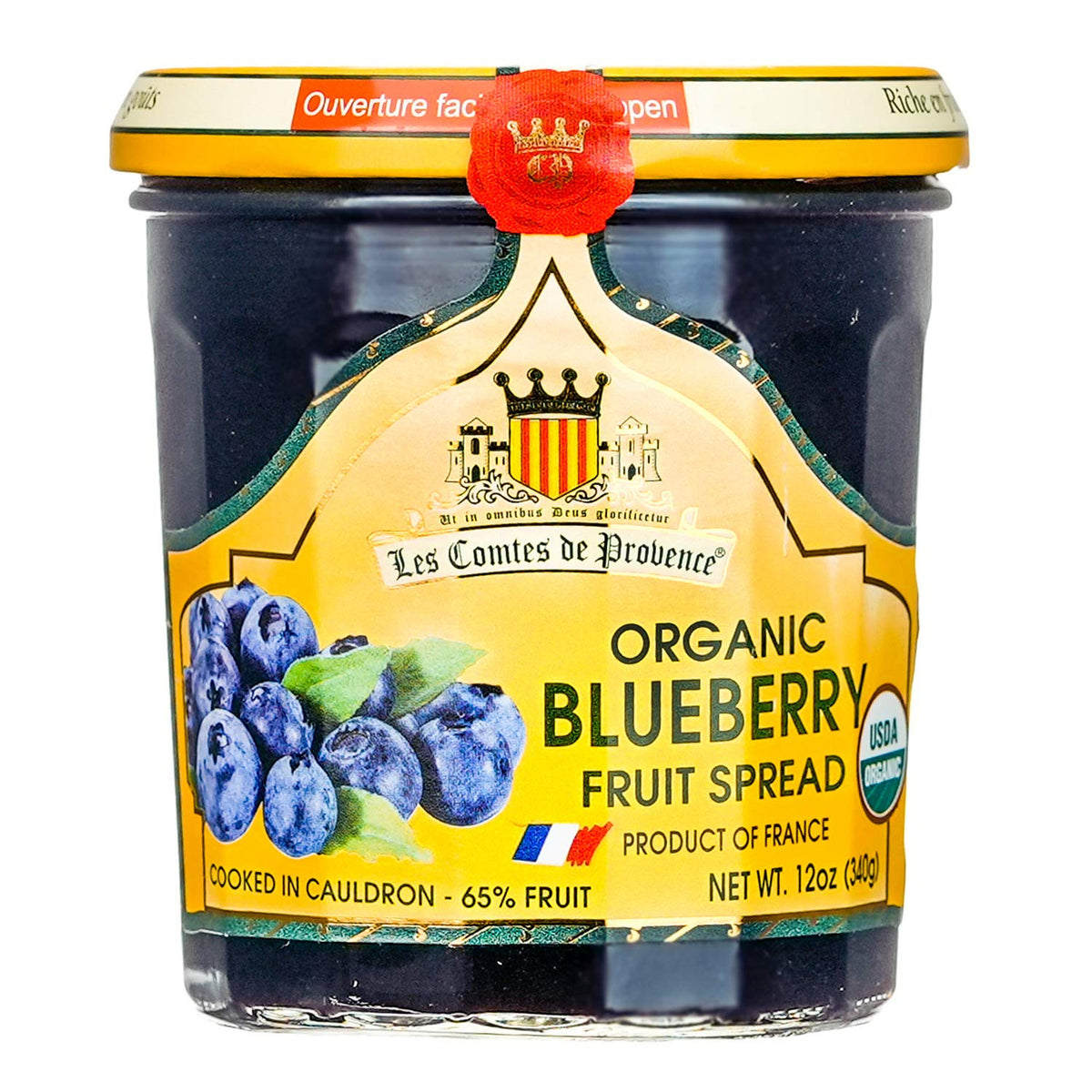 Marky’s Blueberry Jam Spread in Provence cauldron; rich fruit aroma.