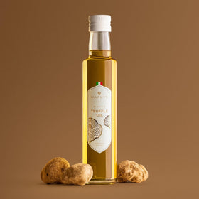 MARKY'S Italian White Truffle Oil bottle for finishing dishes with garlicky aroma.