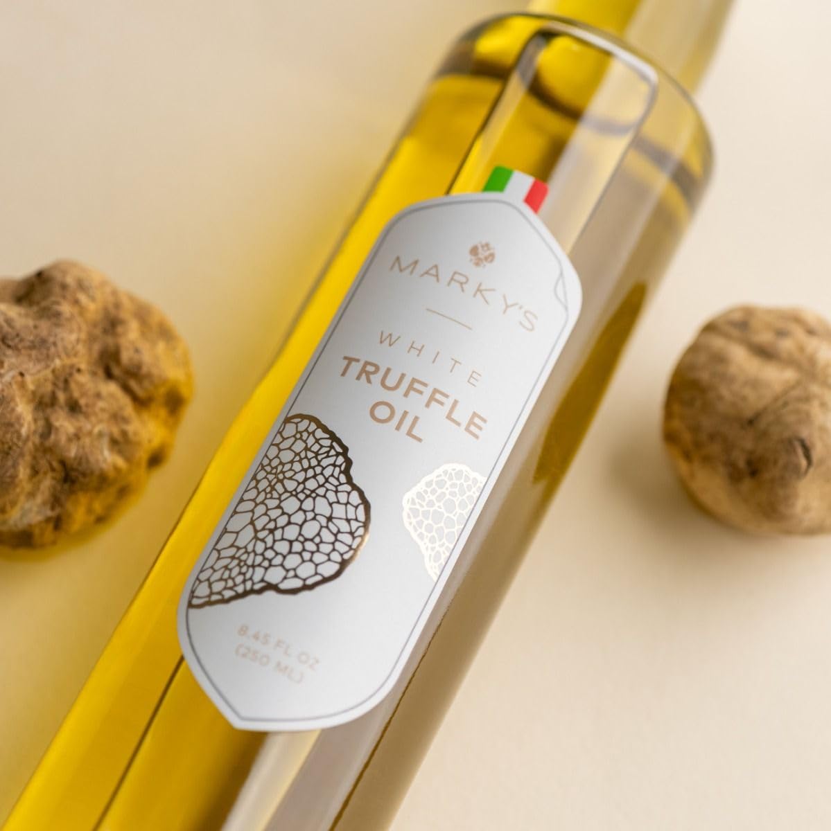 MARKY'S Italian White Truffle Oil drizzle over pasta enhances flavor.