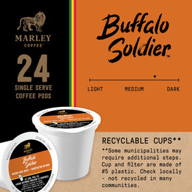 Buffalo Soldier K-Cup close showing rich aromas and ease of use.