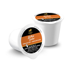 Marley Coffee Buffalo Soldier capsules beside a cup, ready for a quick brew.