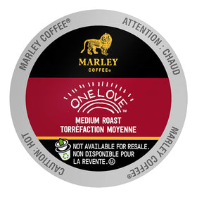 Marley Coffee One Love RealCup packaging on a box, ideal for quick single-serve mornings.