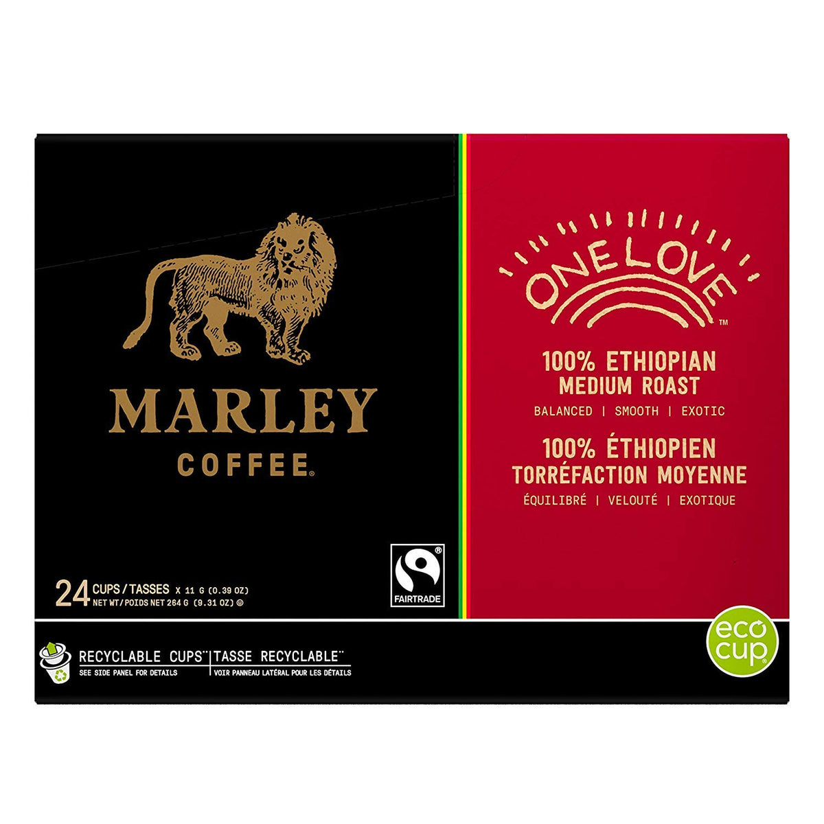 Pouring steaming Marley Coffee One Love RealCup highlights floral berry notes.