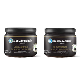 Marmarabirlik Black Olives Spread jar front view, premium Turkish olive paste for authentic Mediterranean flavor