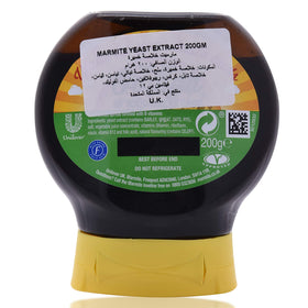 Marmite Yeast Extract Squeezy 200g jar pour image highlights quick toast flavor boost.