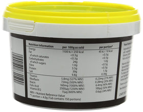 Marmite yeast extract tub 600g beside toast, ideal for quick, flavorful breakfasts.