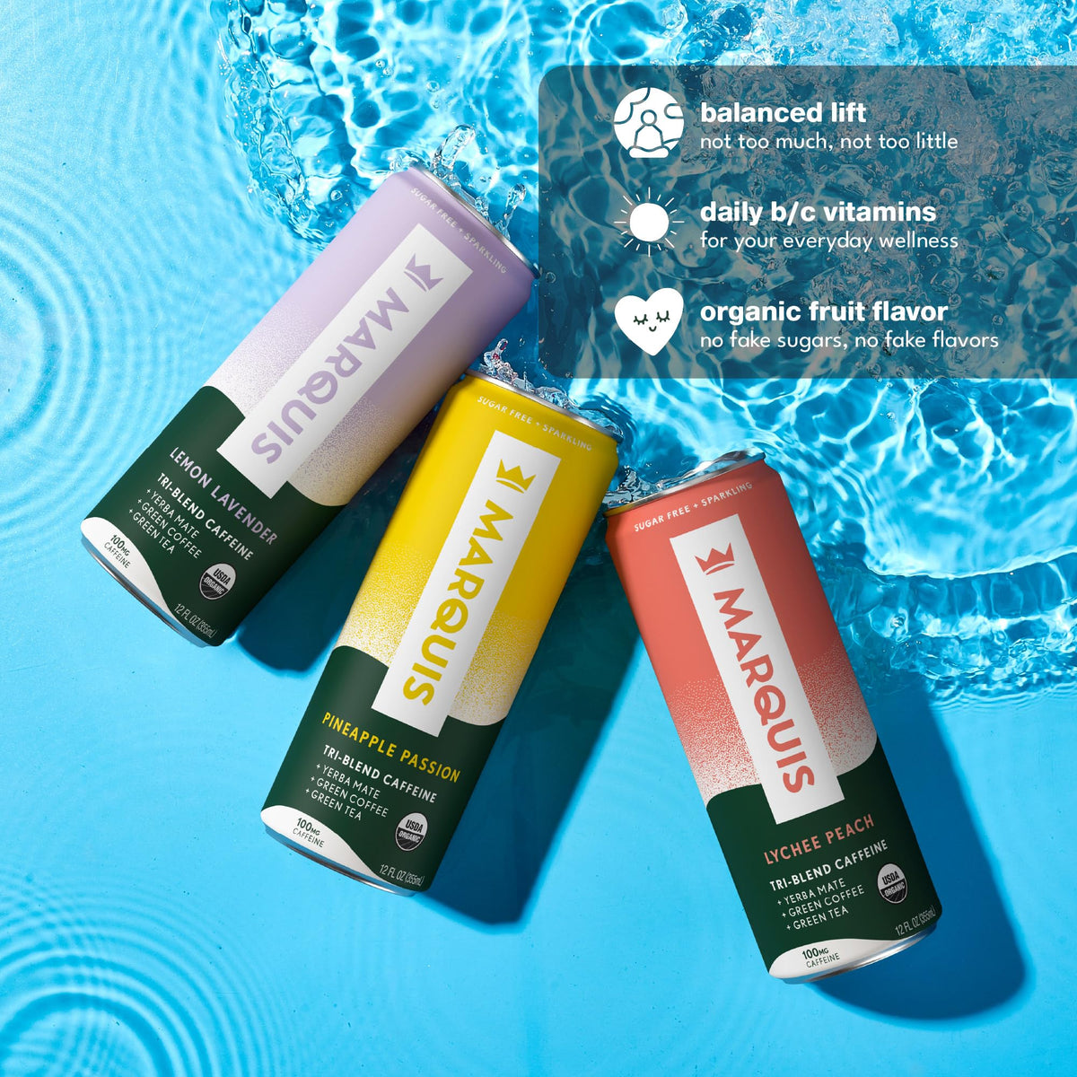 Marquis Natural Energy bottle-in-hand shows convenient on-the-go energy