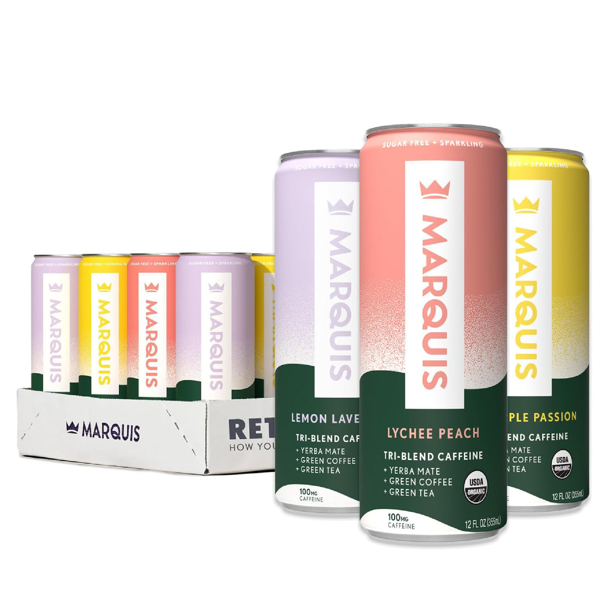 Marquis Natural Energy Lychee Peach can offers a refreshing sugar-free boost for focused work