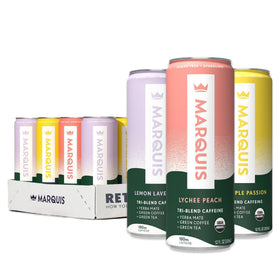 Marquis Natural Energy Lychee Peach can offers a refreshing sugar-free boost for focused work