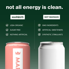 Marquis Yerba Mate Green Tea blend close-up highlights natural caffeine source.