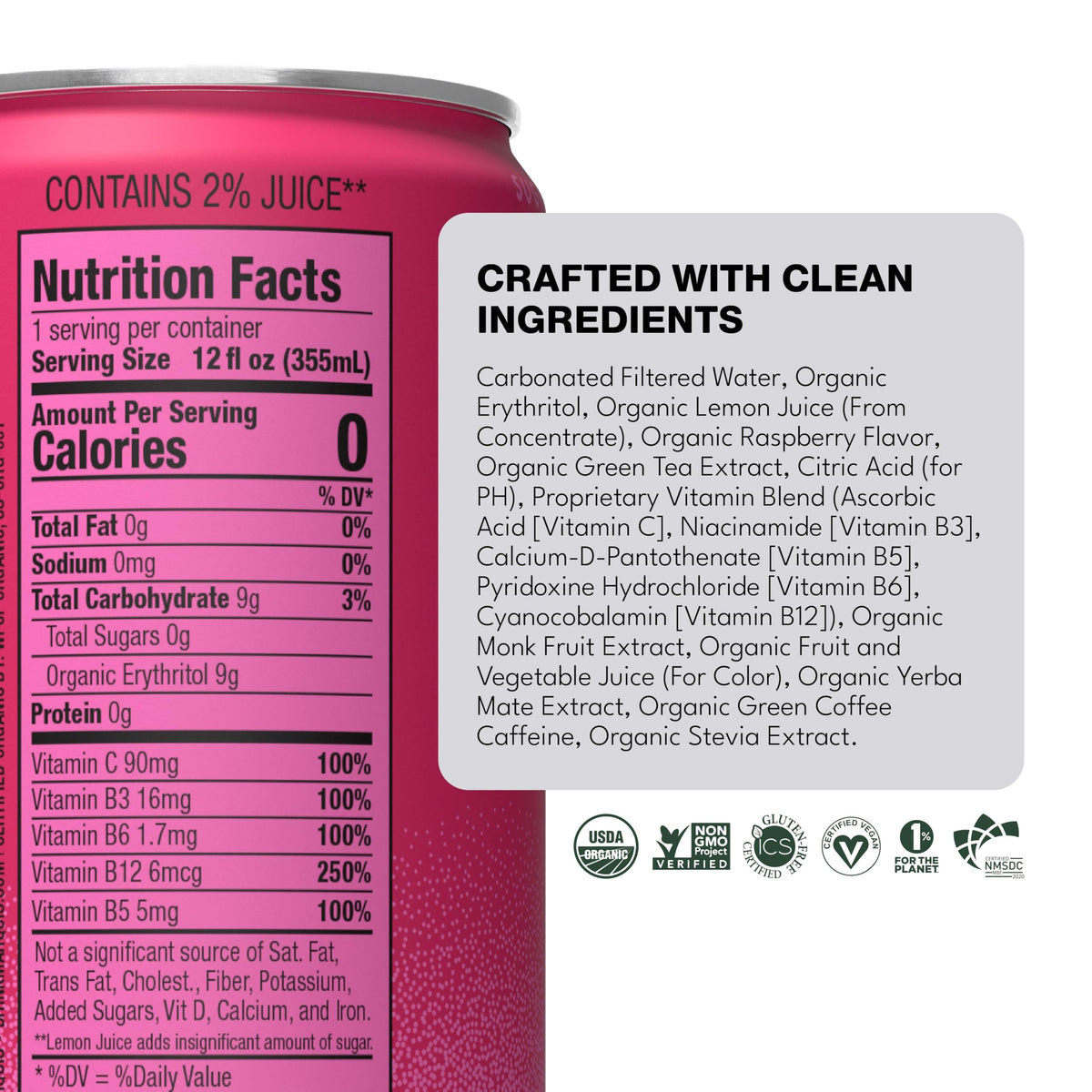 Marquis Organic energy-boost can highlighting organic ingredients.