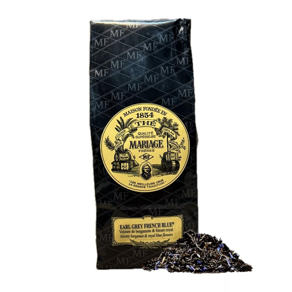 Mariage Frères Earl Grey French Blue in 100g pouch, ideal for a refined afternoon tea ritual.