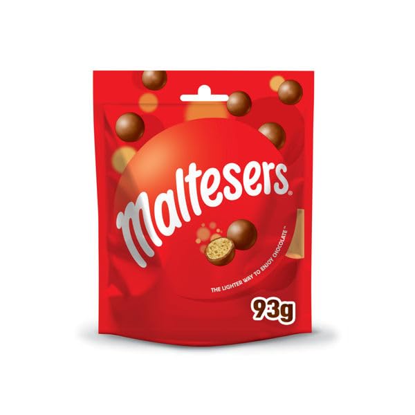 Mars Maltesers close-up of crunchy malt centre inside smooth milk chocolate for a satisfying snack