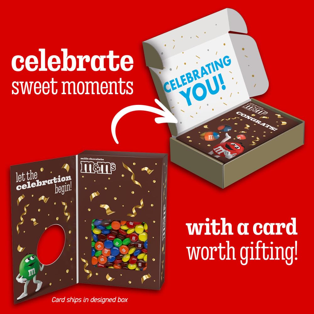 Mars M&M's card-and-candy all-in-one front view with confetti design for celebrations