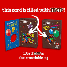 Mars M&M'S Balloons and confetti design adds a festive birthday vibe