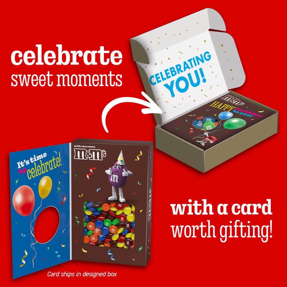 Mars M&M'S Milk Chocolate Gift Box reveals card and candy inside, a convenient all-in-one gift