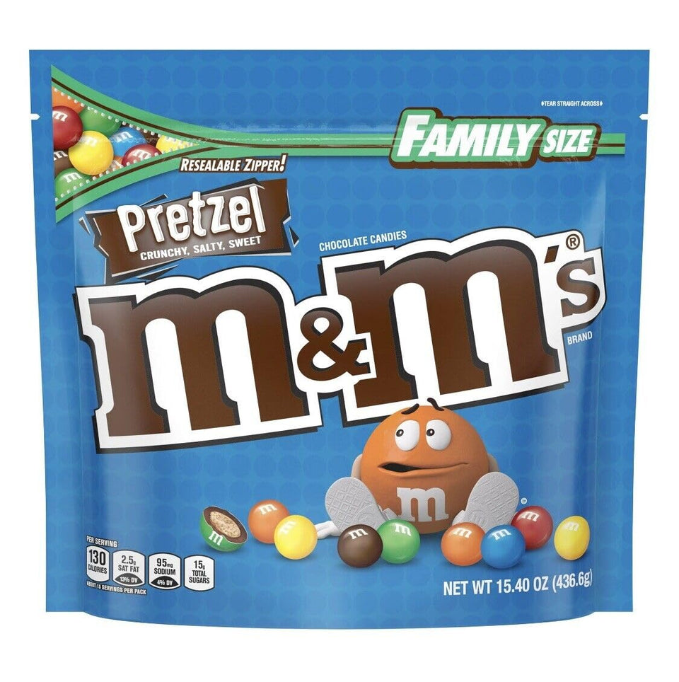 Mars M&M's Pretzel bag with salty-sweet chocolate candies, ideal for snacking.