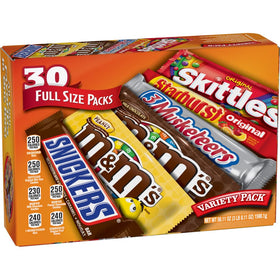 Mars snacks assortment close-up showing mixed chocolate bars for easy sharing.