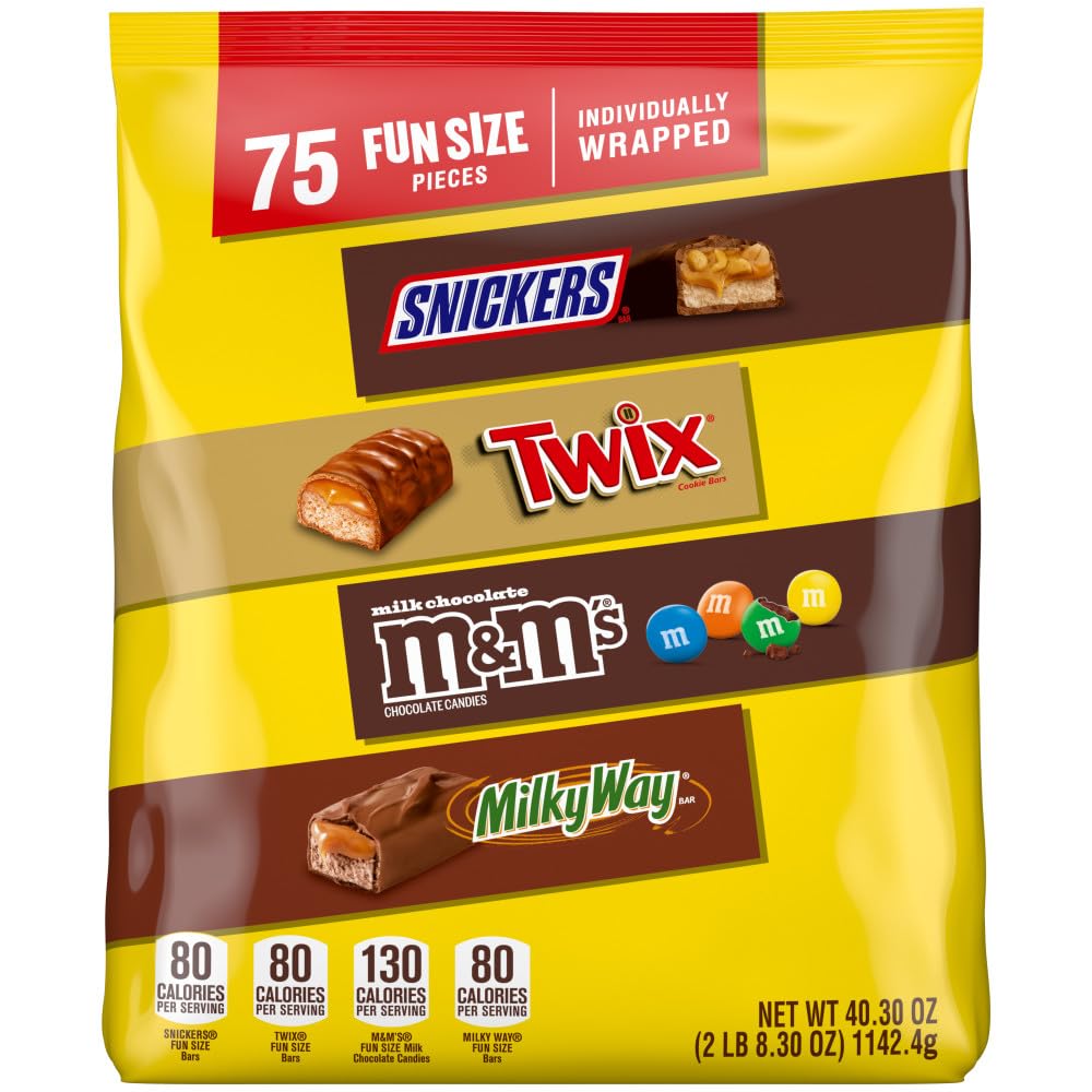 Mars Snickers fun size chocolates in bulk bag for party favors.