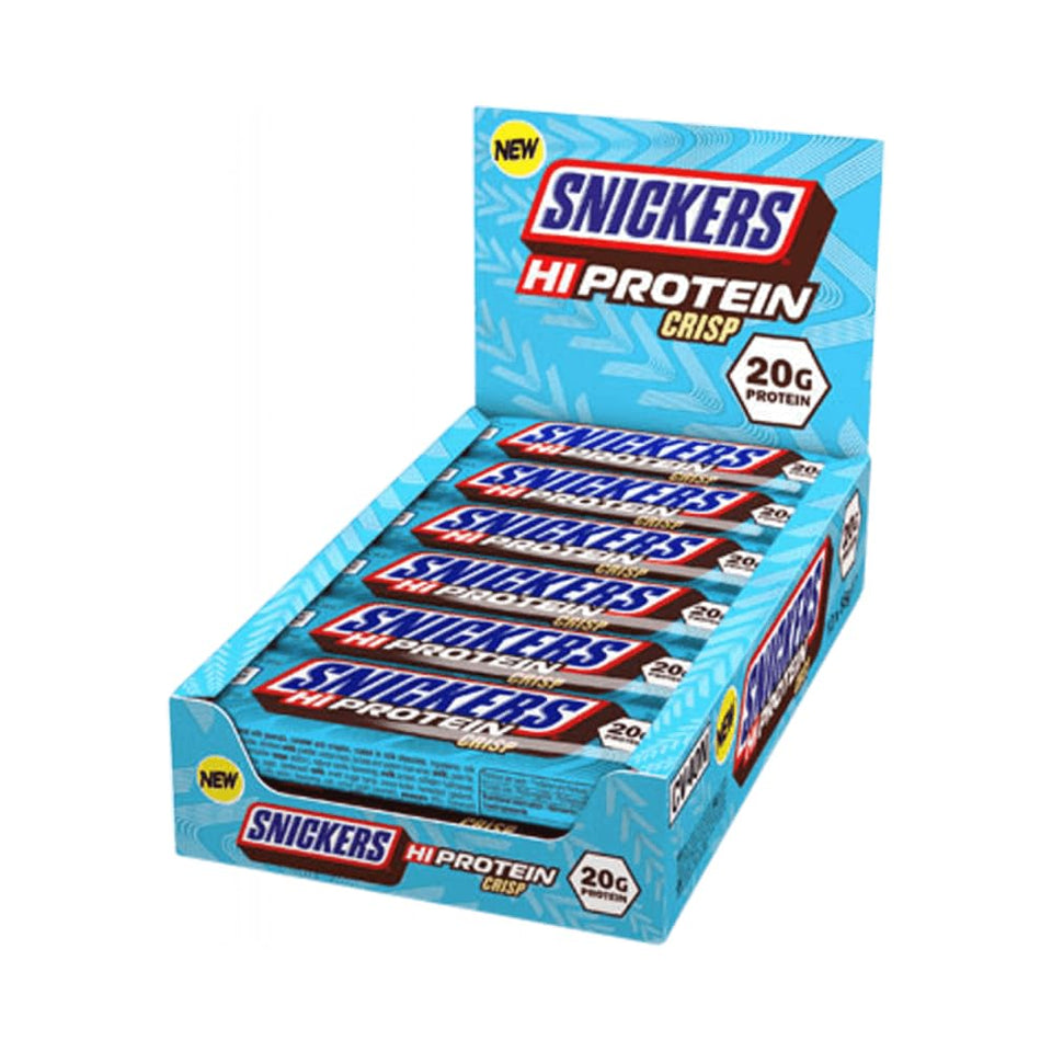 Mars Snickers HiProtein Crisp bar pack shot showing a protein-rich snack.