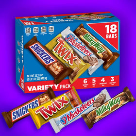 Individually wrapped Mars bars on display for quick snacking