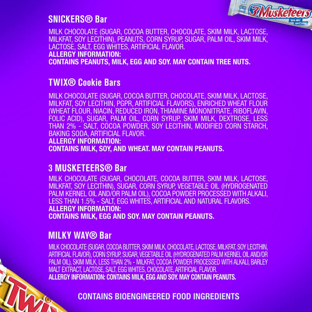 Promotional pack view of Mars SNICKERS TWIX MILKY WAY 3 MUSKETEERS
