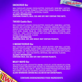 Promotional pack view of Mars SNICKERS TWIX MILKY WAY 3 MUSKETEERS