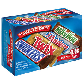 Mars SNICKERS TWIX MILKY WAY 18-bar variety pack full-size candy for celebrations