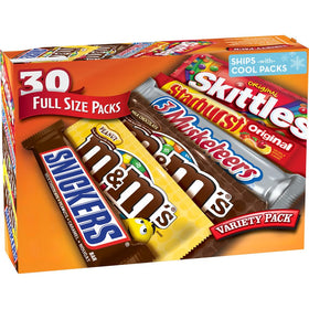 Mars variety-pack full-size box of 30 bars ready for sharing at events.