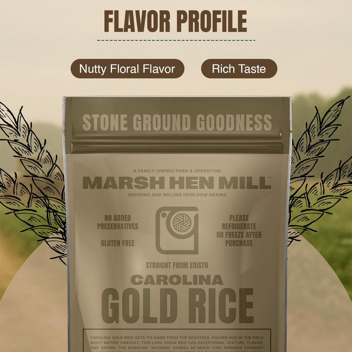 Marsh Hen Mill Carolina Gold Rice in a home kitchen