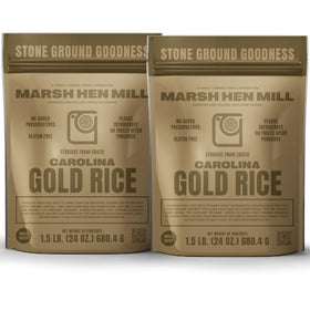 Marsh Hen Mill Carolina Gold Rice packaging signals premium heirloom quality for home cooking