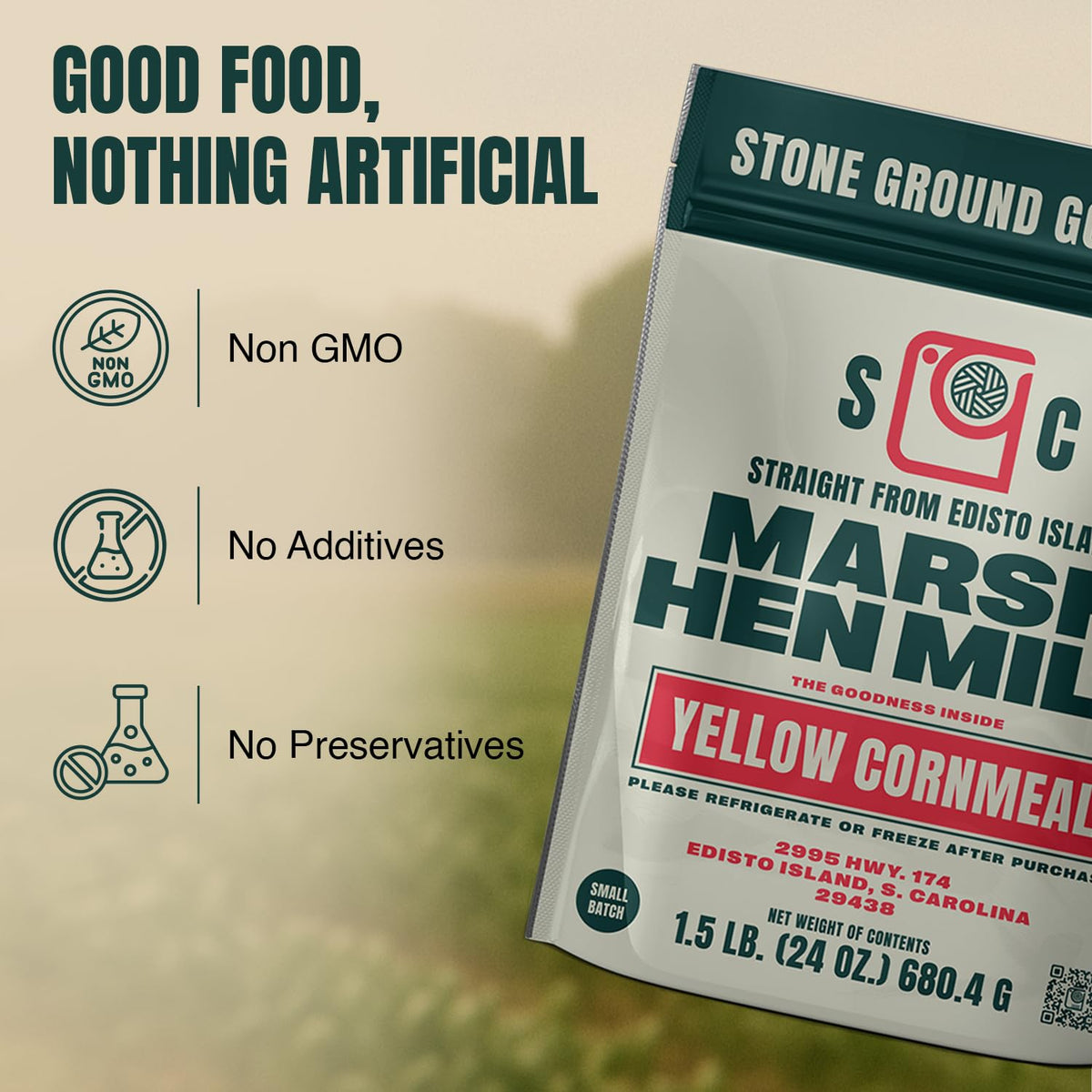 Heritage farm scene featuring Marsh Hen Mill stone-ground cornmeal