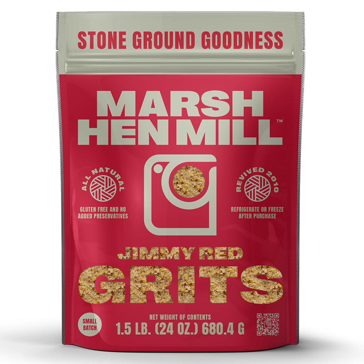 Marsh Hen Mill Jimmy Red Grits pack, gluten-free base for hearty meals