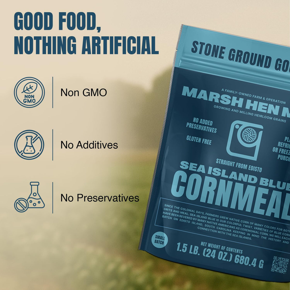 Marsh Hen Mill Sea Island Blue Cornmeal coating for frying vegetables