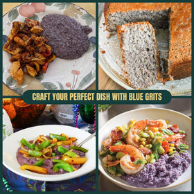 Marsh Hen Mill Sea Island Blue Grits family breakfast idea in skillet.