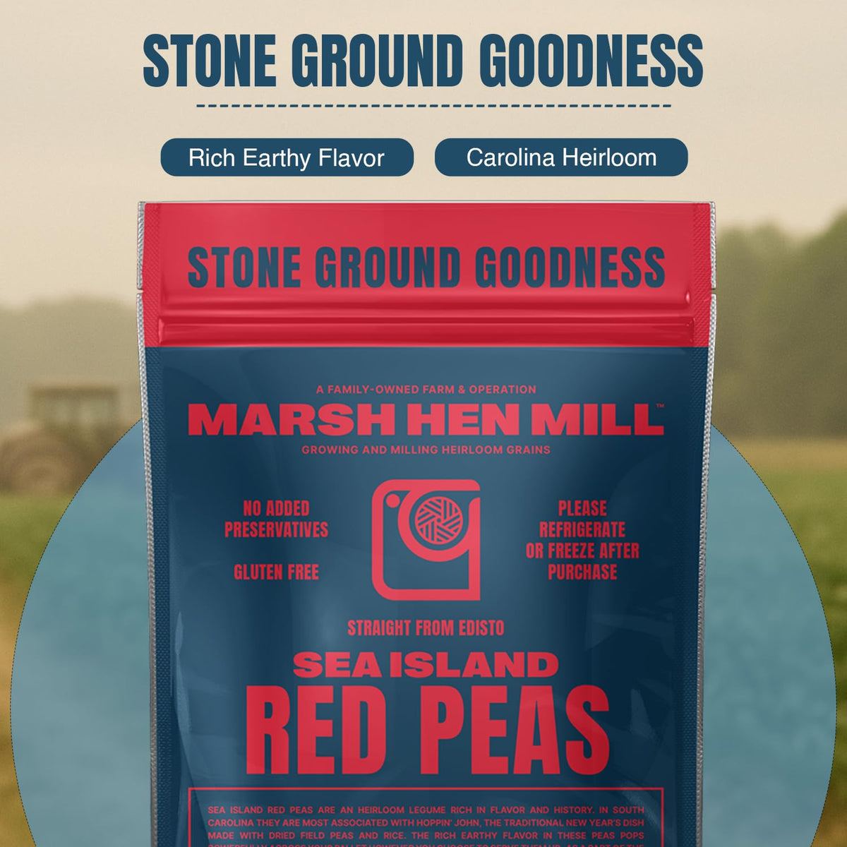 Marsh Hen Mill Sea Island Red Peas simmering in pot for hearty meals.