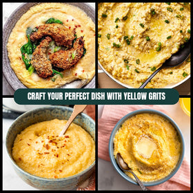 Creamy grits prepared with Marsh Hen Mill Sea Island Yellow Grits for a comforting breakfast