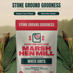 Marsh Hen Mill white grits with creamy texture when cooked