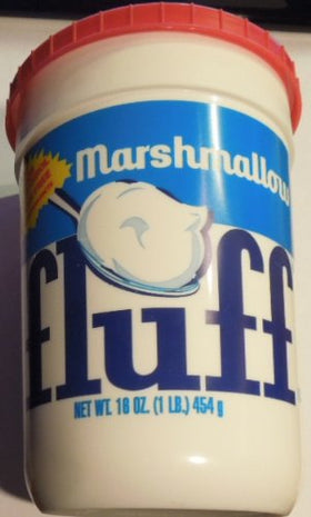 Marshmallow Fluff Classic Original jar with spoon ready for quick toppings.